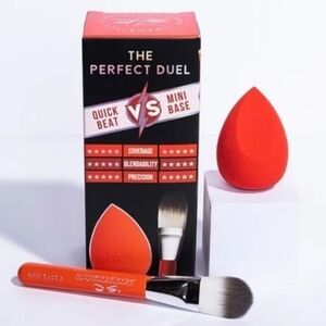 Red Makeup Brush and Sponge Set